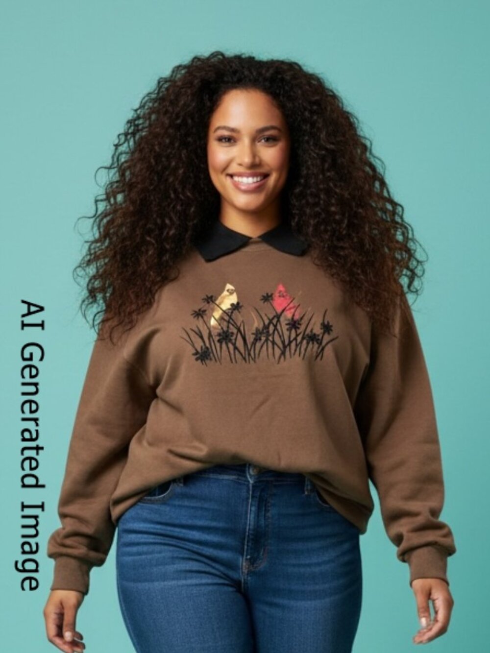 Vintage Morning Sun Brown Cardinal Red Bird Sweatshirt Top Size 2X